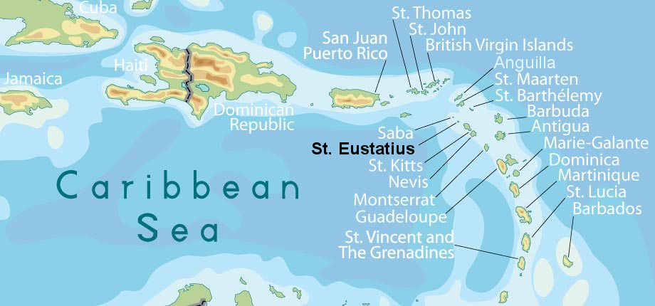 Map of Caribbean highlighting St. Eustatius