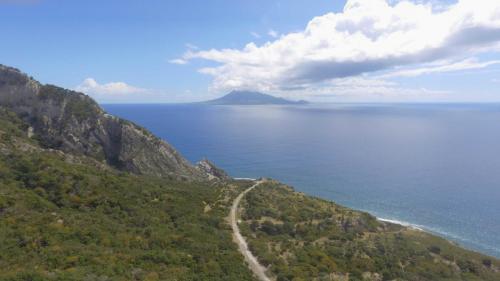 Easternmost end of Quill of Statia land, with Caribbean Sea and St. Kitts view